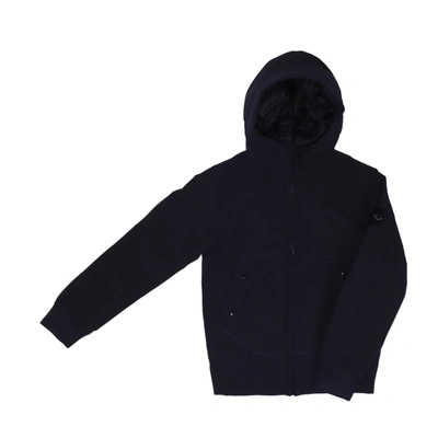 Stone Island Junior Kids' Hooded Down Jacket In Blue