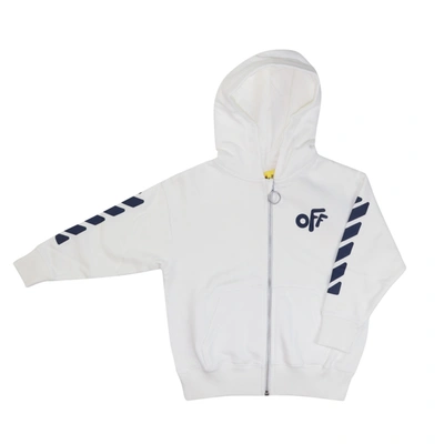 Off-white Kids' Cotton Sweatshirt In White / Blue