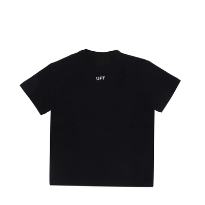 Off-white Kids' Logo Print Cotton Jersey T-shirt In Black / White