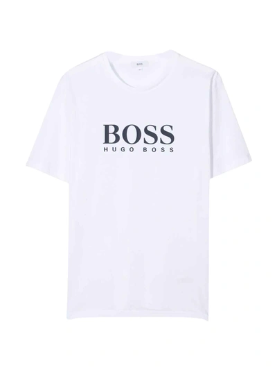 Hugo Boss Kids' Unisex White T-shirt In Bianco