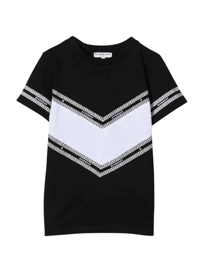 Givenchy Kids' Logo-print Panelled T-shirt In Nero