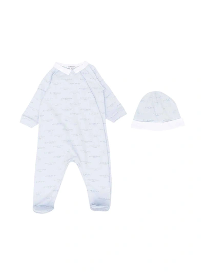 Givenchy Kids' Light Blue Newborn Onesie In Celeste
