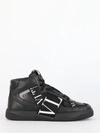 Valentino Vl7n Logo-print Mid-top Leather Trainers In Black