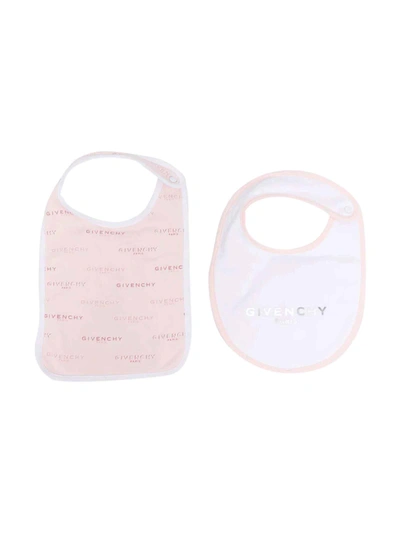 Givenchy Kids' Pink And White Newborn Bib Set In Rosa