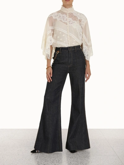 Zimmermann Concert High Waist Super Flare Jeans In Denim