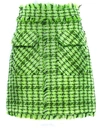 MSGM TWEED SKIRT IN BLACK AND GREEN