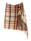 MSGM CHECK SKIRT IN BEIGE