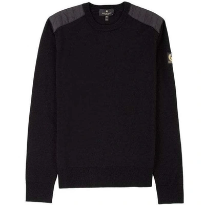 Belstaff Kerrigan Slim-fit Quilted Shell-trimmed Merino Wool Sweater Black