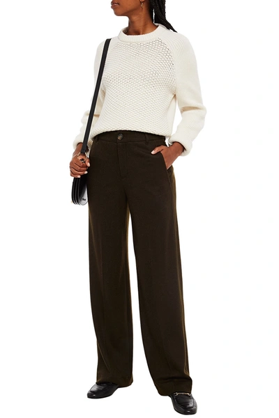 Vince Brushed Wool-blend Straight-leg Trousers In Army Green