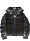 Moncler Kids' Gentiane Nylon & Faux Shearling Jacket In Black