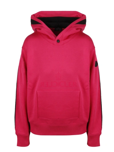 Moncler Logo Patch Panelled Hoodie In Pink