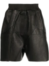 RICK OWENS CALF LEATHER STRUCTURED SHORTS