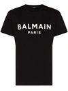 Balmain Black Crewneck T-shirt With Logo Lettering On The Front In Cotton Man In 黑色