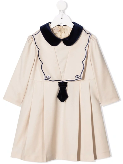 Gucci Embroidered-logo Sailor Dress In 中性色