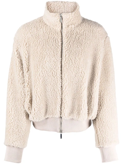Emporio Armani Faux-shearling Bomber Jacket In 中性色