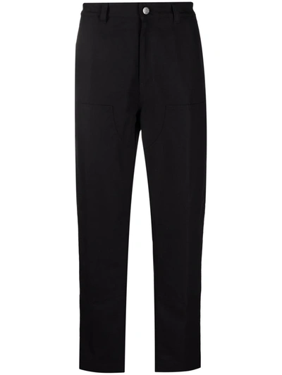 Moncler Contrast-panel Detail Straight-leg Trousers In 黑色