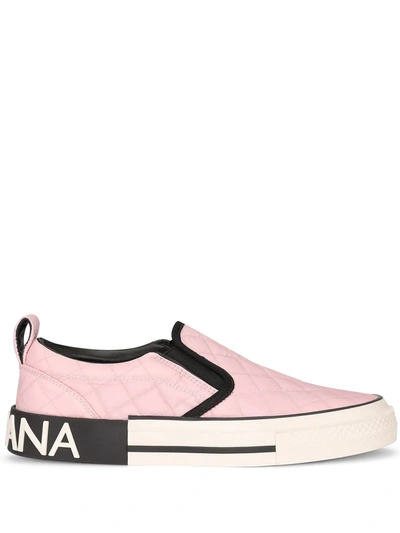 Dolce & Gabbana Quilted Nylon Custom 2.zero Slip-on Sneakers In Pink