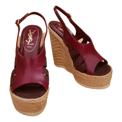 Pre-owned Saint Laurent Leather Sandals In Burgundy