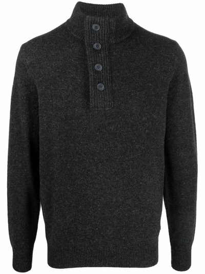 Barbour Button-down Pullover Wool Jumper In Grey