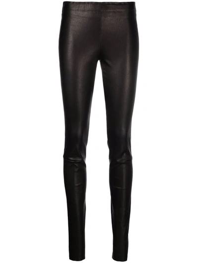 Stouls High-waist Leather Leggings In Brown