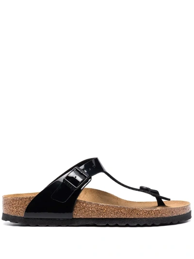 Birkenstock Gizeh Patent-leather Sandals In Black