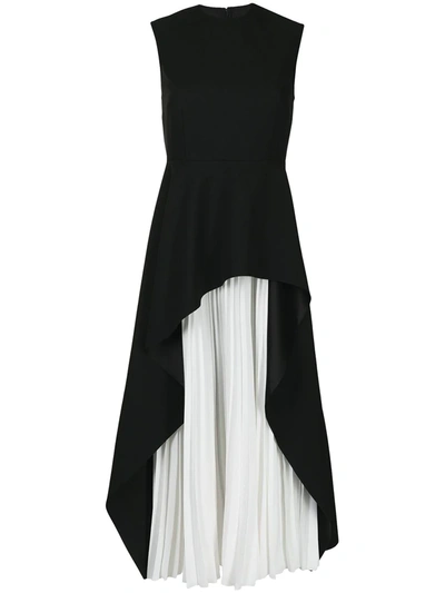 Solace London Severny Black Peplum Midi Dress In Black,cream