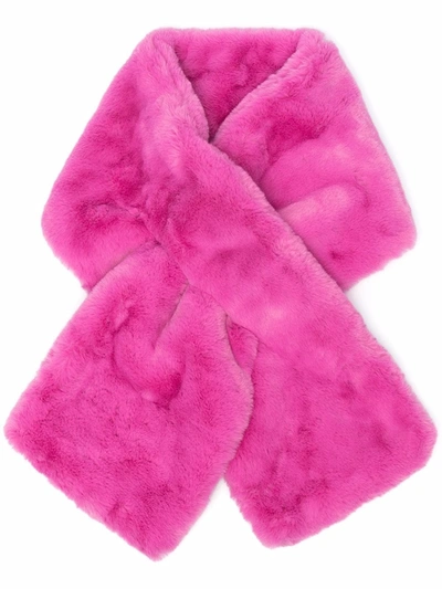 Apparis Faux-fur Detail Scarf In Sugar Pink