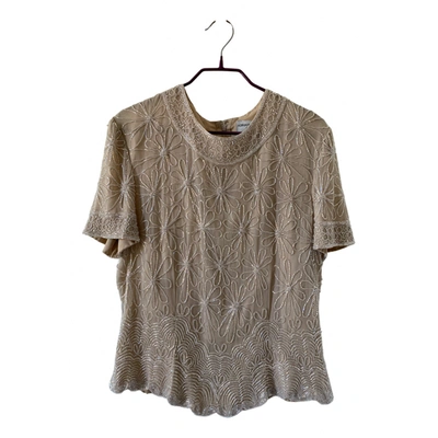 Pre-owned Adrianna Papell Silk Blouse In Beige