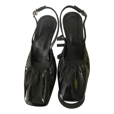 Pre-owned Ganni Patent Leather Heels In Black