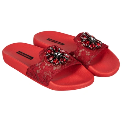 Pre-owned Dolce & Gabbana Flip Flops In Red