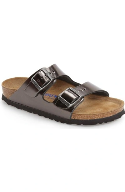 Birkenstock 'arizona' Soft Footbed Sandal (women) In Metallic Anthracite Leather