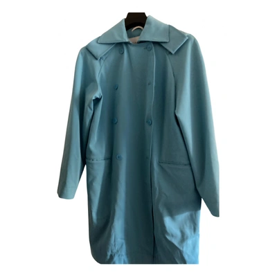 Pre-owned Calvin Klein Trench Coat In Turquoise