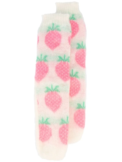 Ashley Williams Strawberry-motif Knitted Socks In Pink