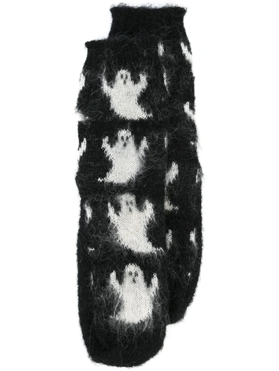 Ashley Williams Ghost-motif Knitted Socks In Black