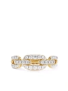 David Yurman 7mm Stax Chain Link Ring With Diamonds In 18k Yellow Gold