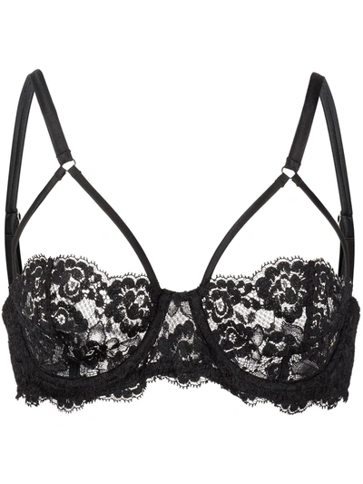 Fleur Du Mal Foxy Lace Half-cup Bra In Black