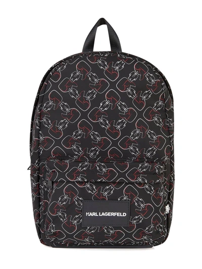 Karl Lagerfeld Kids' Graphic Logo-print Backpack In Black