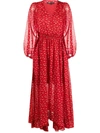 Maje Rombe Printed V-neck Midi Dress In Red