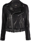Maje Basaltm Leather Biker Jacket In Black