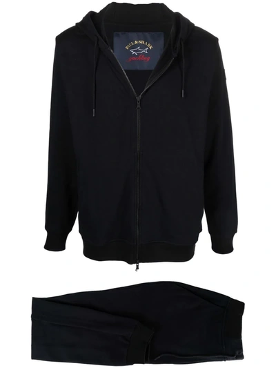 Paul & Shark Cotton Fleece Two Piece Tracksuit In Black