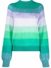 Maje Womens Verts Millao Striped Knitted Jumper 10 In Green