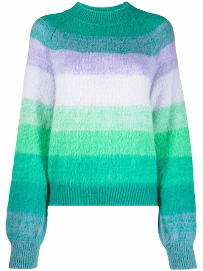 Maje Womens Verts Millao Striped Knitted Jumper 10 In Green
