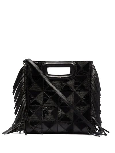 Maje Fringe-detail Leather Tote Bag In Black