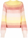 Maje Stripe-pattern Purl-knit Jumper In Neutral