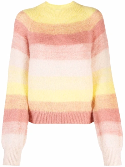 Maje Stripe-pattern Purl-knit Jumper In Yellow