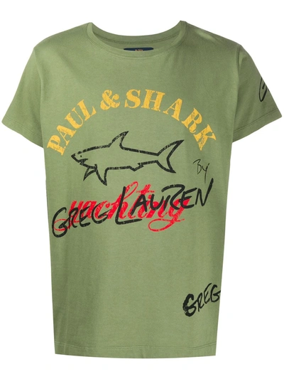 Greg Lauren X Paul & Shark Logo Print T-shirt In Green