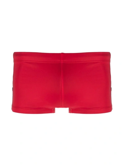 Emporio Armani Logo-tape Swim Shorts In Red