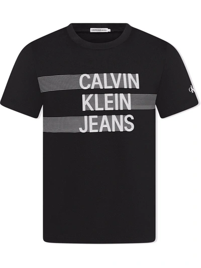 Calvin Klein Kids' Logo-print Organic Cotton T-shirt In Black