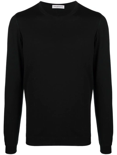 Goes Botanical Crew Neck Merino Sweatshirt In Black