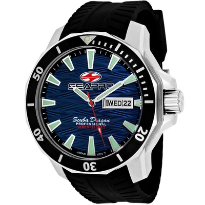 Seapro Scuba Dragon Diver Limited Edition 1000 Meters Quartz Blue Dial Mens Watch Sp8316 In Black / Blue